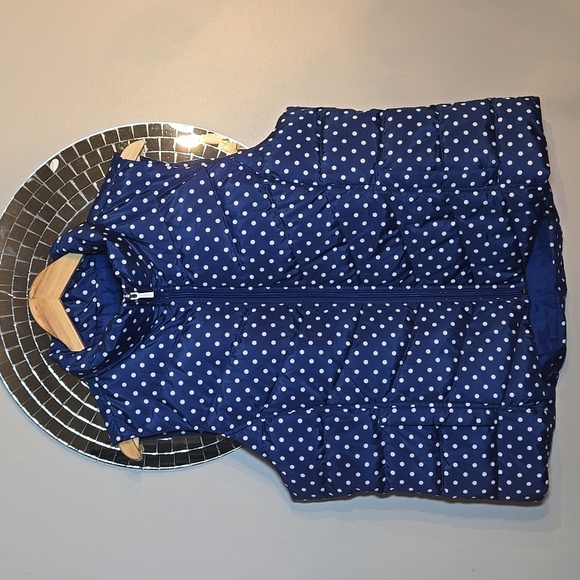 Lands End Down Filled Polka Dot Puffer Pocket Hyper Dry Water Resistant Vest NWT - Picture 2 of 16